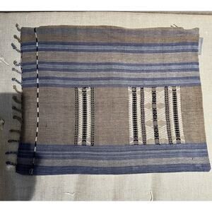 New McGee & Co Linen Blend Accent Pillow Cover Beige Blue Tan Textured